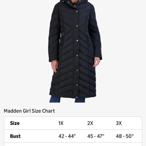 Black Madden Girl Puffer Coat siz 1XL - Picture 2 of 3